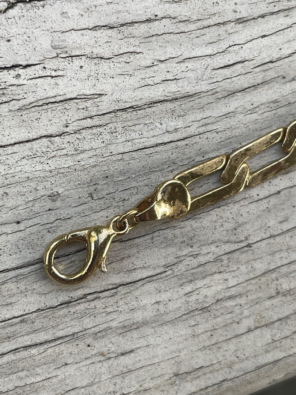 Gold Tone Paperclip Chain Link Bracelet, Lobster Clasp