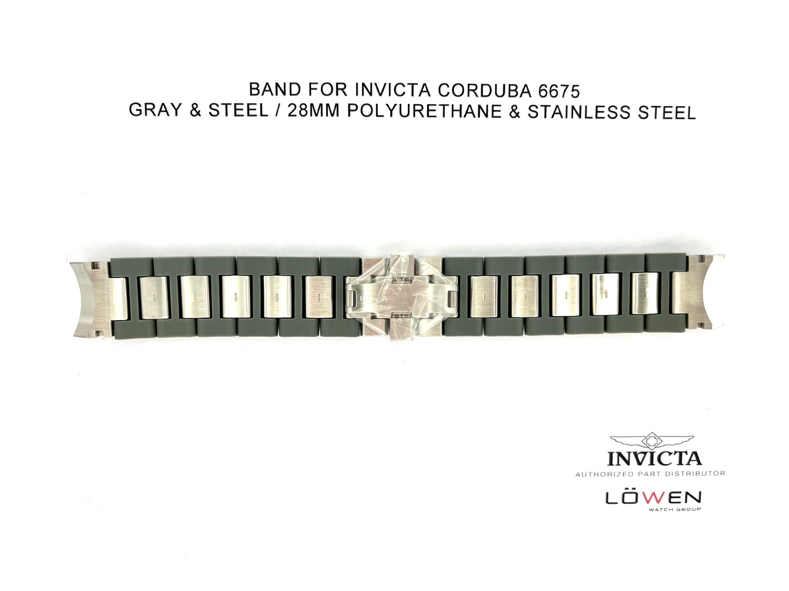 Authentic Invicta Corduba 6675 Gray Stainless Steel/Polyurethane 28mm Watch Band