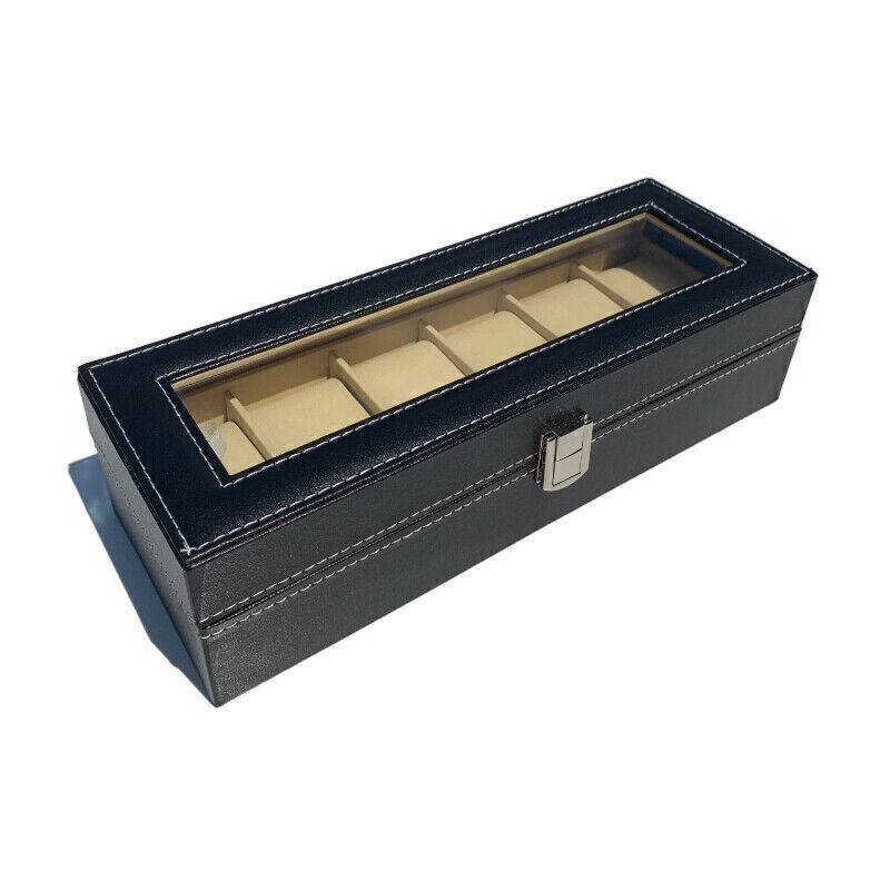 Watch Box Case Organizer 6 Slots Watches Holder Jewelry Storage Display Gift US