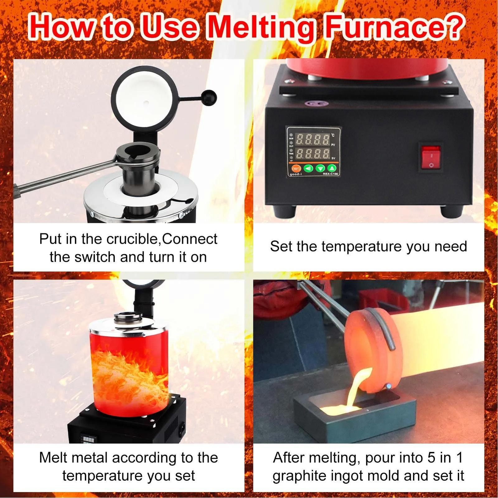 3kg Gold Melting Furnace, Automatic Digital Melting Furnace Machine 1500W
