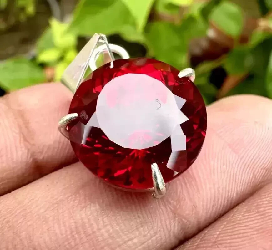 27 Ct Natural Burmese Round Cut Red Ruby Pendant AGL Certified Loose Gemstone