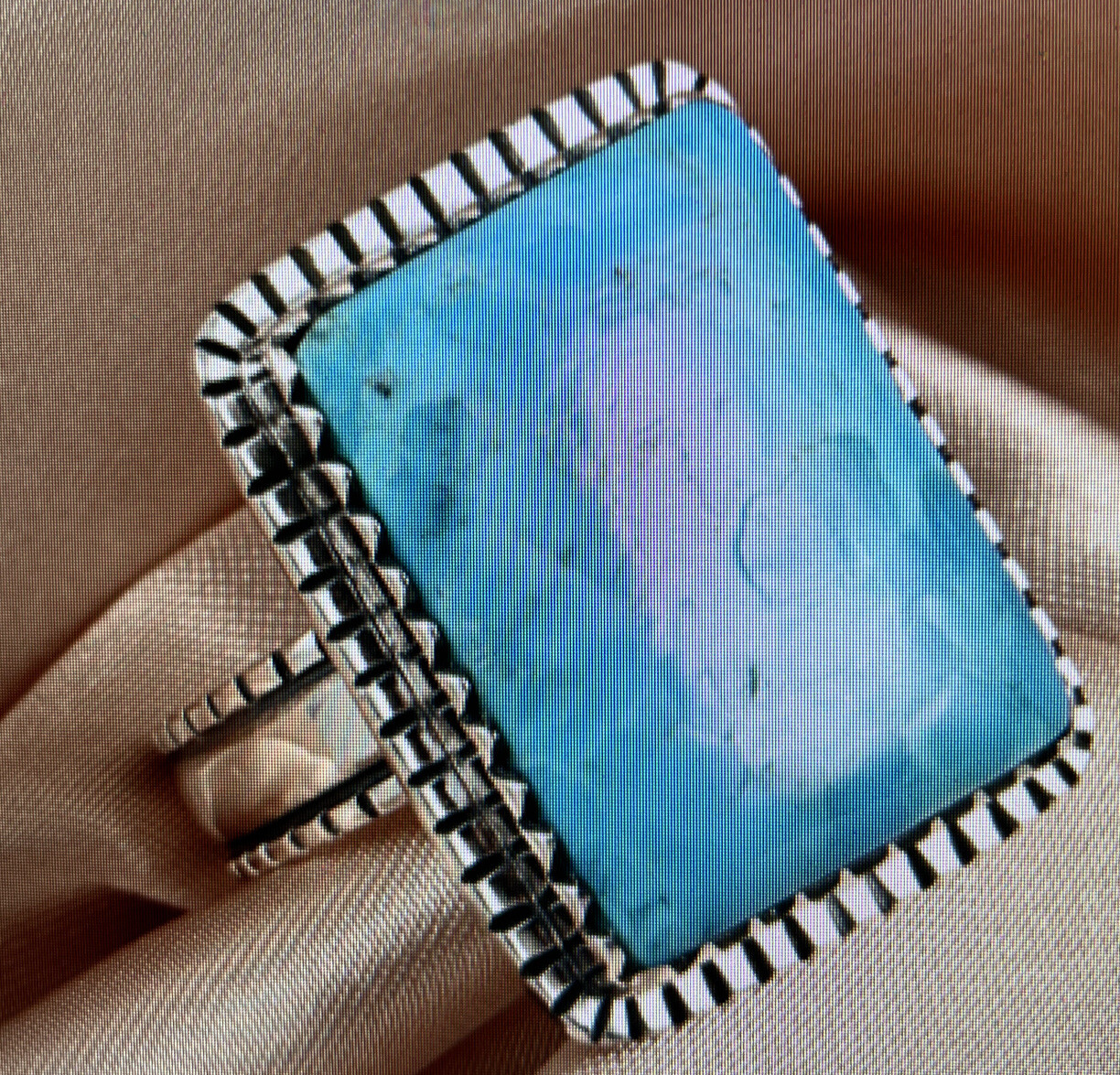 Kingman Turquoise Statement Ring 6 Sterling Silver 9.40 Grams 12.00 ctw