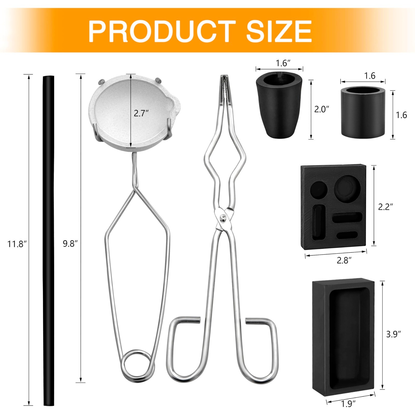 8 Pcs Graphite Crucible Melting Kit – Gold & Metal Casting Torch Set