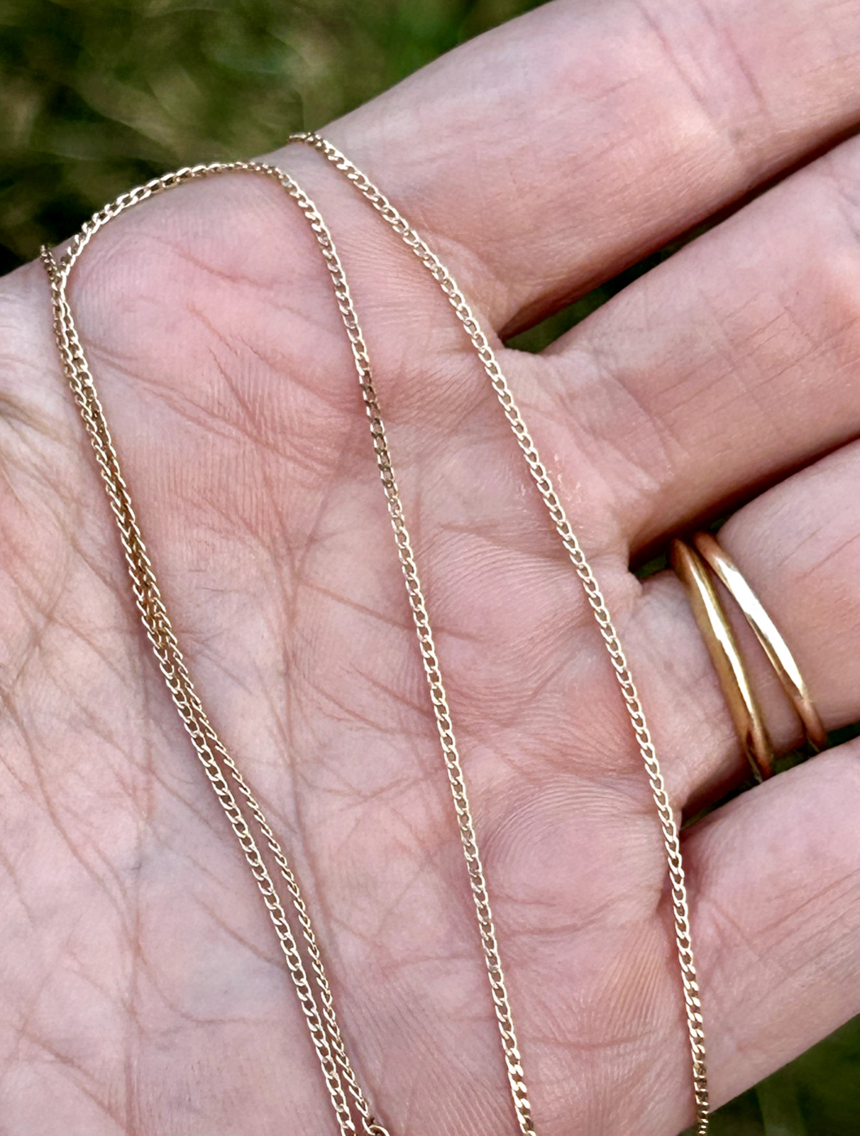 14K Yellow Gold Flat Curb Chain 18in 1.4g Vintage .9mm link
