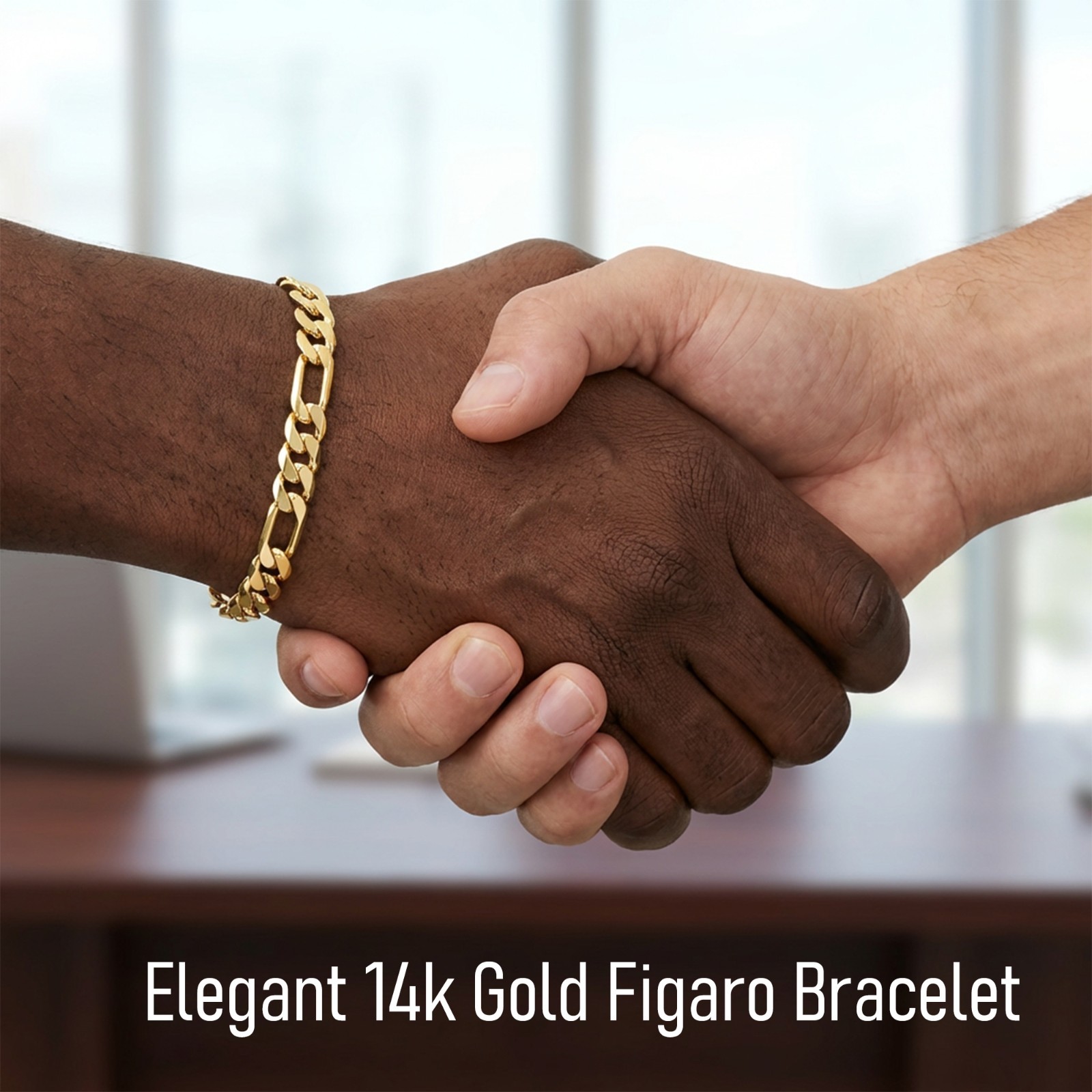 Figaro Chain Bracelet 9mm 8.5″ 14K Gold Plated Hip Hop Jewelry Men’s Fashion