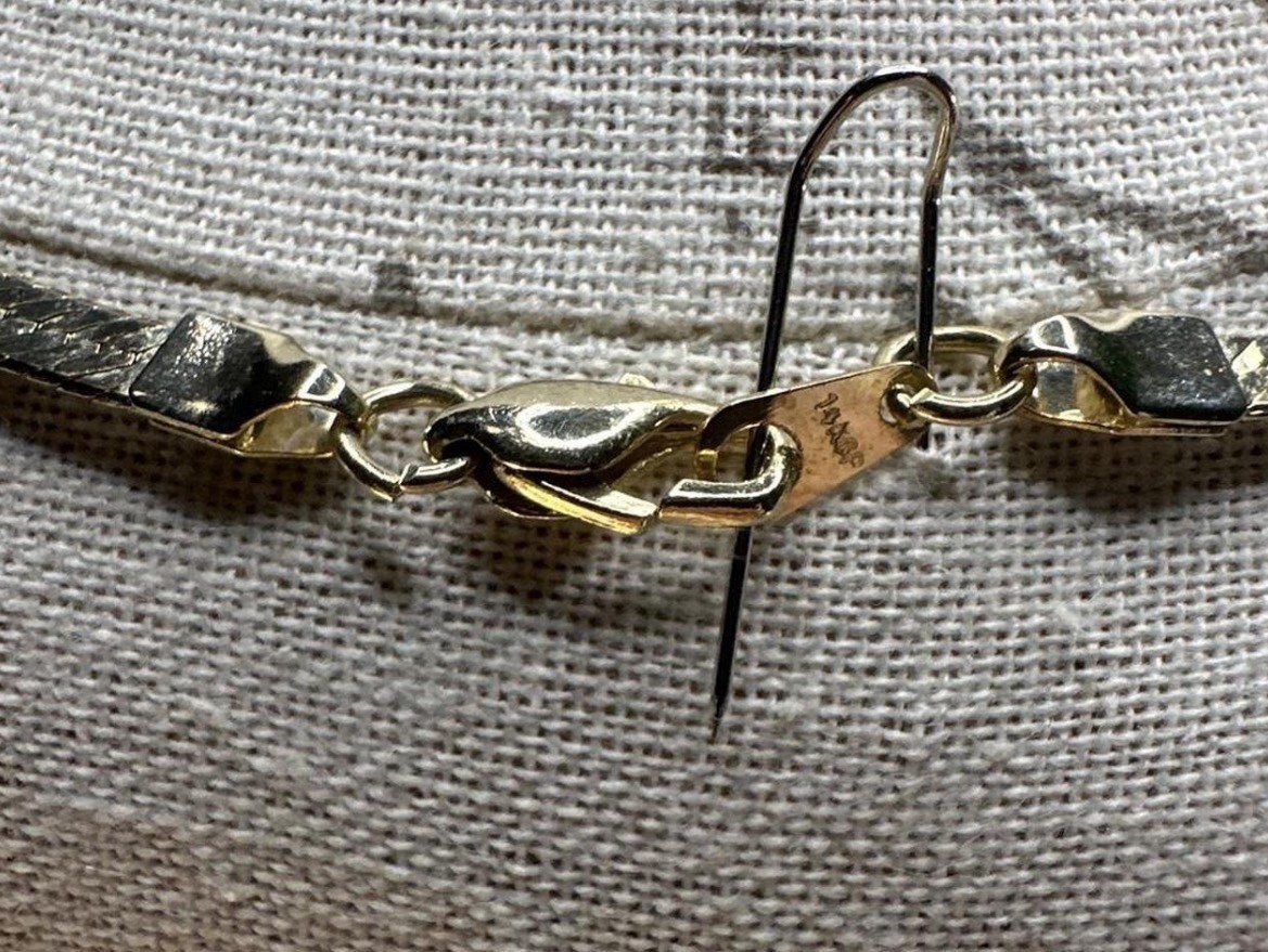 14KGP Yellow Gold Herringbone Chain Necklace, Lobster Clasp, No Stone