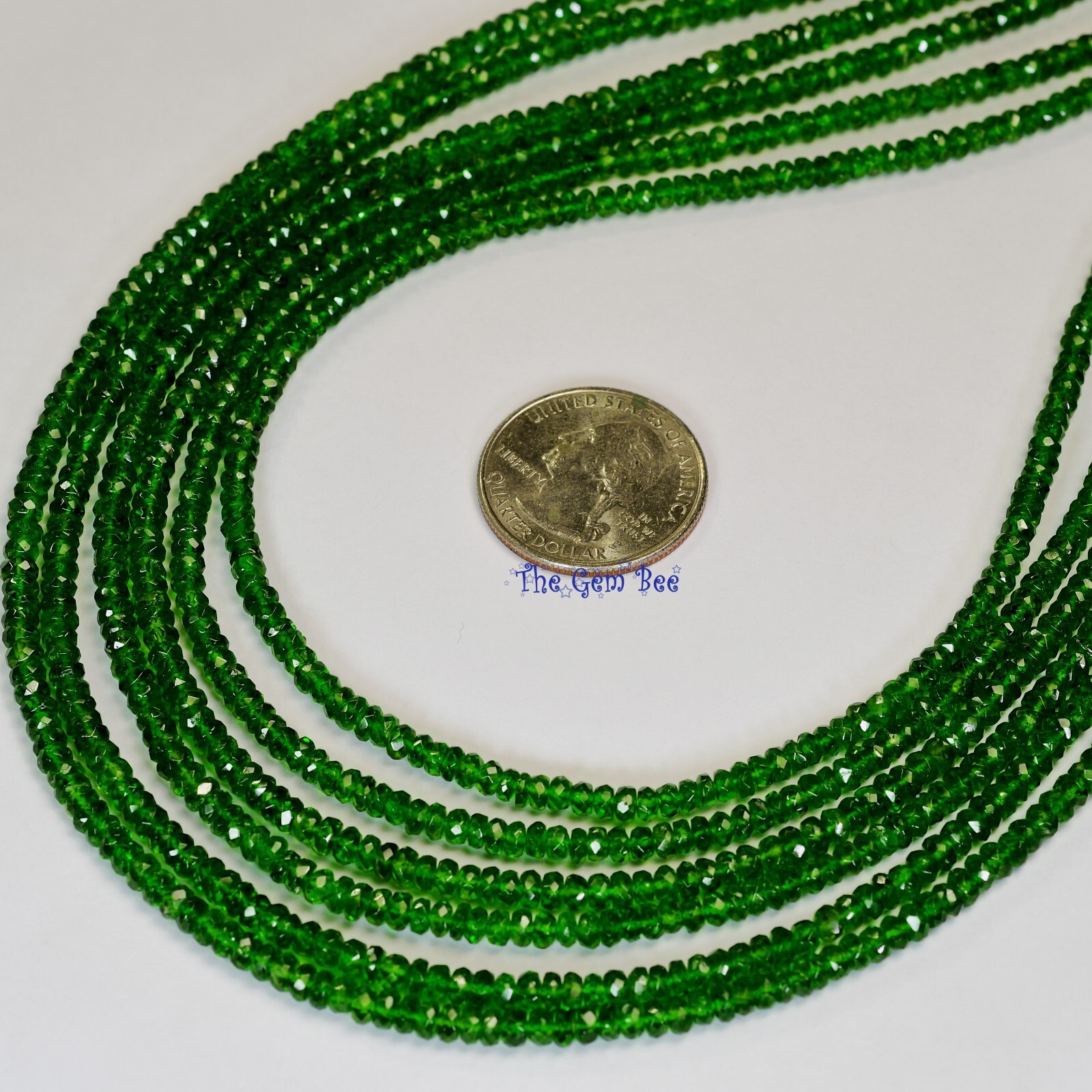 3.2mm-4.2mm Siberian Chrome Diopside Faceted Green Rondelle Bead 16″ Strand