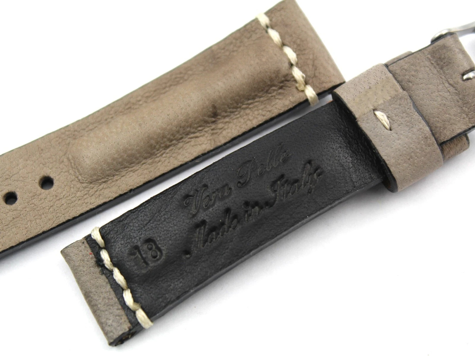Grey/Tortora Leather Strap 18/16mm Handmade High Quality Accessories New