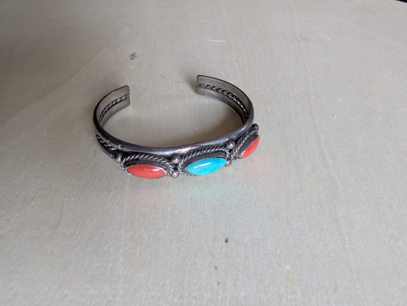 NonSterling Silver Mixed Lot Cuff Bracelet & Cross Pendant Turquoise/Other Stone