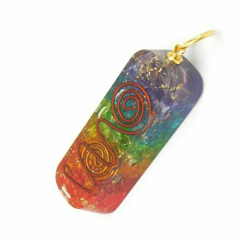7 Chakra Orgone Energy Generator Pendant Copper Coil Orgonite Necklace HANDMADE