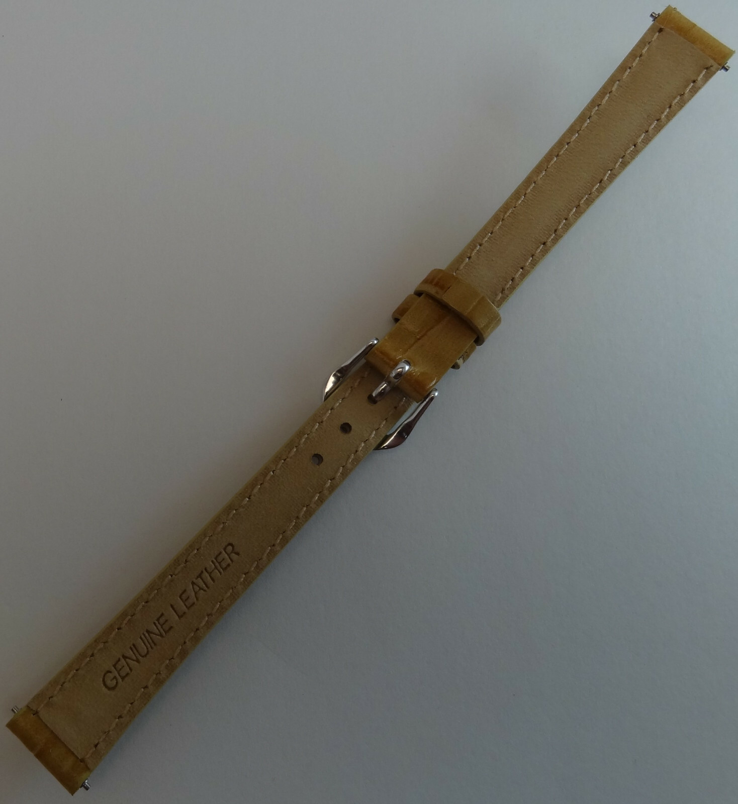 New 12mm Regular Genuine Leather Light Tan Simulated Crocodile Grain Watch Band