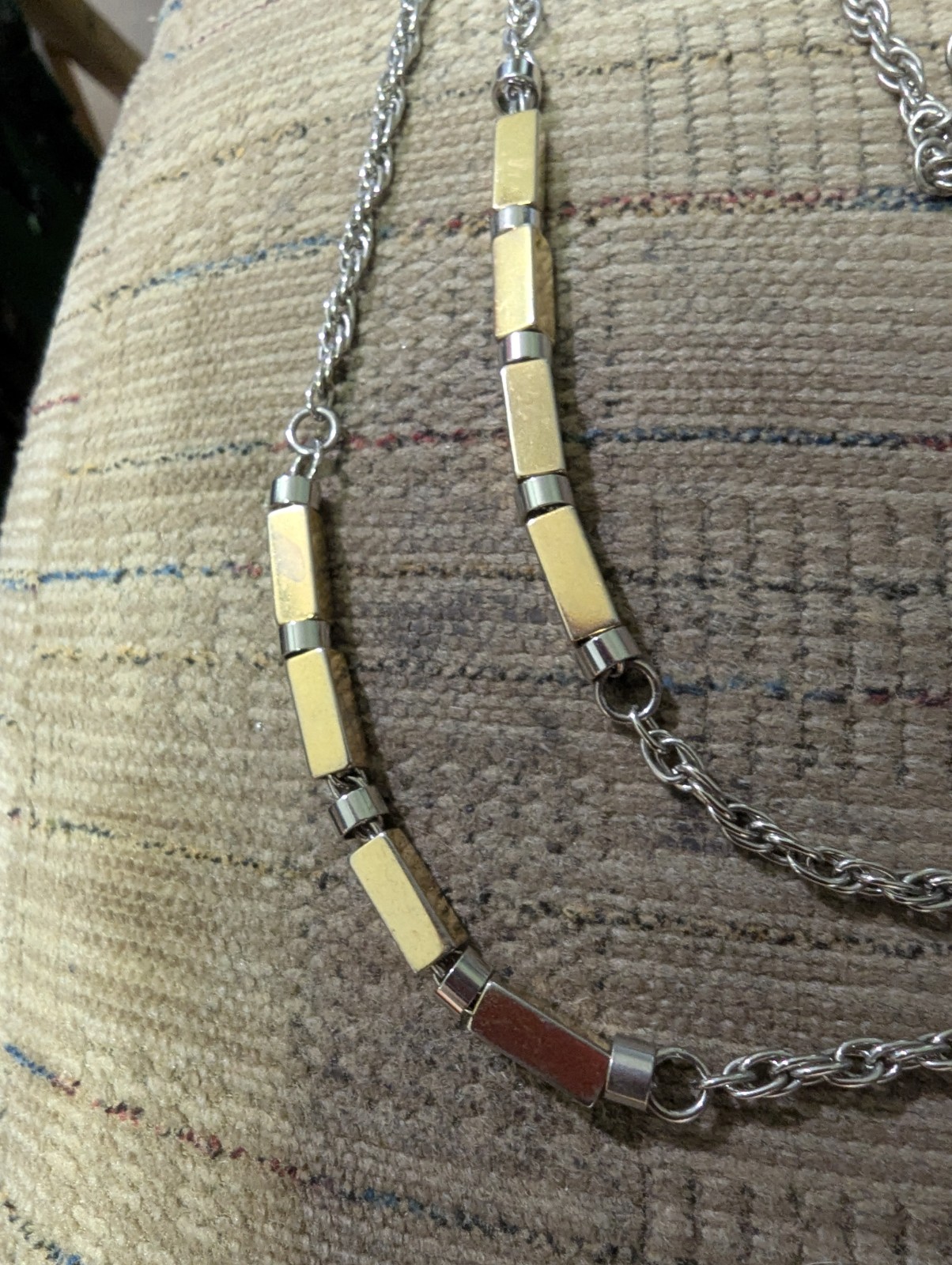 Silver And Gold Colored Necklace/Extra Long. Nice Piece For Everyday Wear