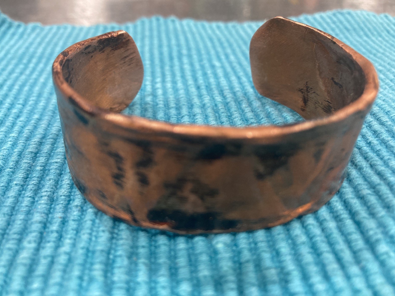 Handcrafted Copper Cuff Bracelet Rustic Hammered Asymmetrical Unisex Adults