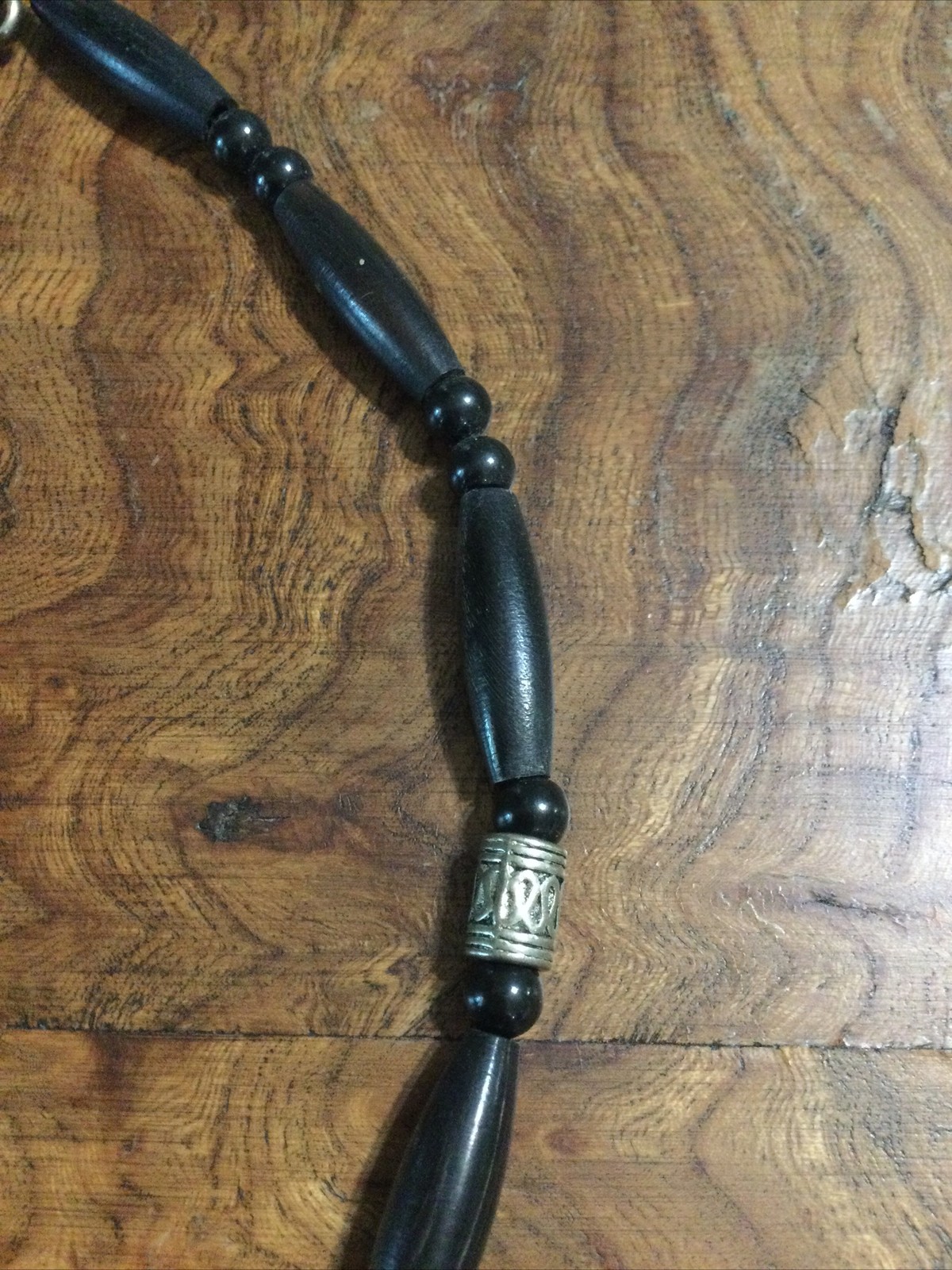 Sterling Silver Ribbon Pendant Wood Black Onyx POW MIA Artisan Necklace 925