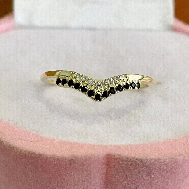 2Ct Round Cut Real Moissanite Anniversary Ring 14k Yellow Gold Plated