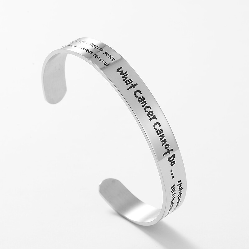 Cancer Awareness What Cancer Cannot Do Stainless Steel Cuff Bangle Bracelet