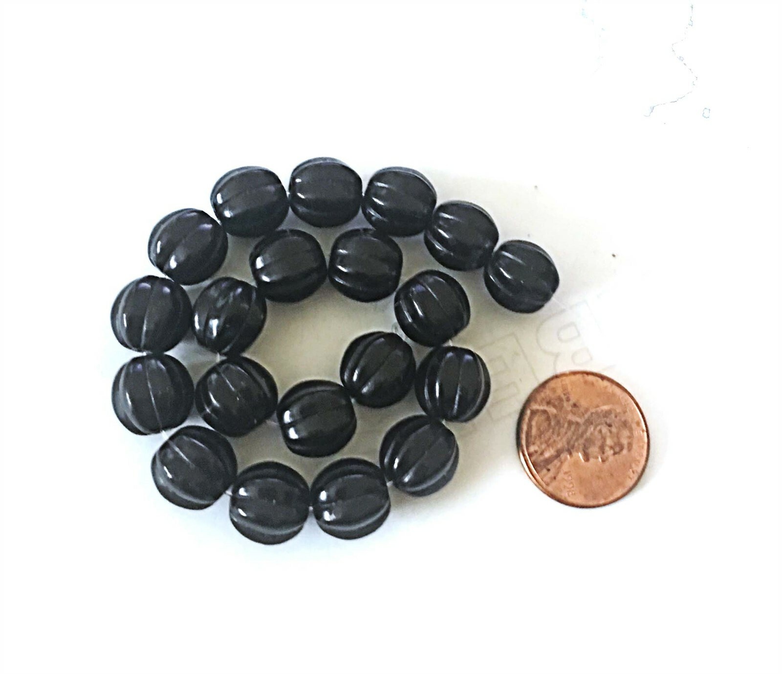 10mm Black Howlite Turquoise Fluted Melon Round Beads (20)