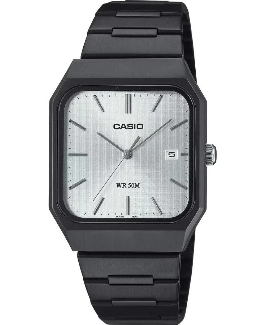 Casio Men’s Analog Square Dial Black Ion Plated S.Steel Band Watch MTP-B185B-7A