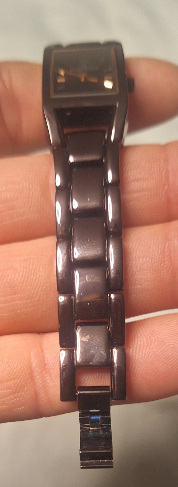 VTG Anne Klein Women’s Rectangular Brown Quartz Analog Metal Bracelet Watch 30m