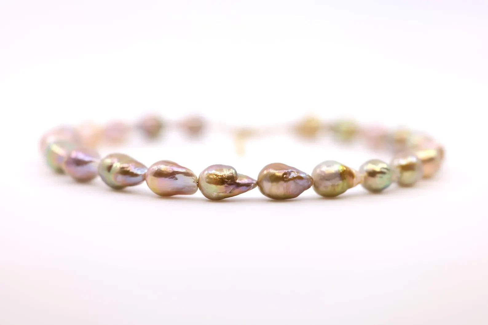 Baroque Pearl Necklace | Solid 14K Gold | 12x18mm Multicolor Freshwater Choker