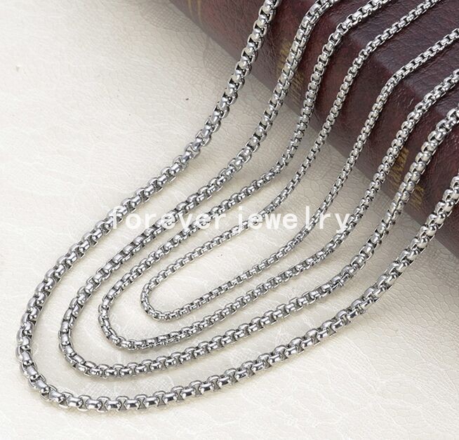 10pcs/lot 2/3/5mm 316L Stainless Steel Silver Rolo Box Chain Bulk Finding 16-40″