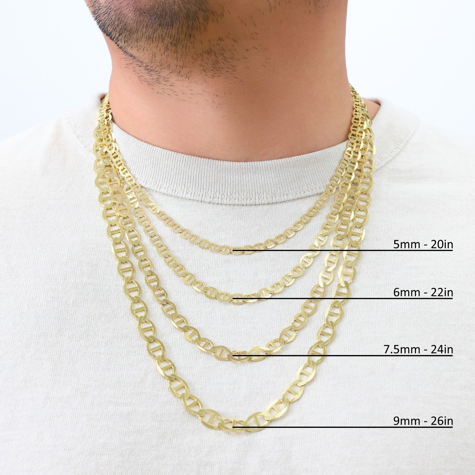10K Yellow Gold Solid 2mm-9mm Mariner Anchor Link Chain Necklace Bracelet 7″-30″
