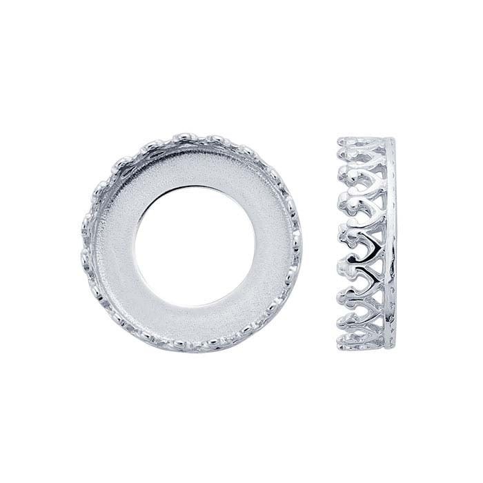 One 8mm Round Sterling Silver Gallery Wire Bezel Cup Setting .42gram