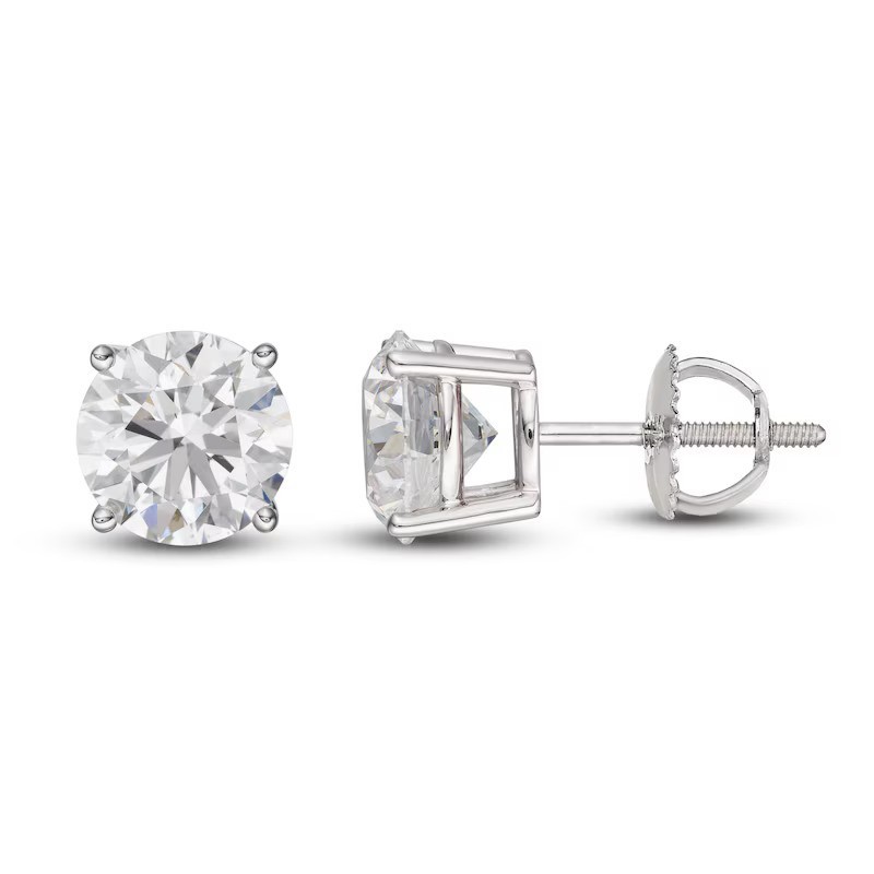 5 Ct G/VS Round Lab Grown Diamond Earrings Real 14K White Gold Screwback Studs
