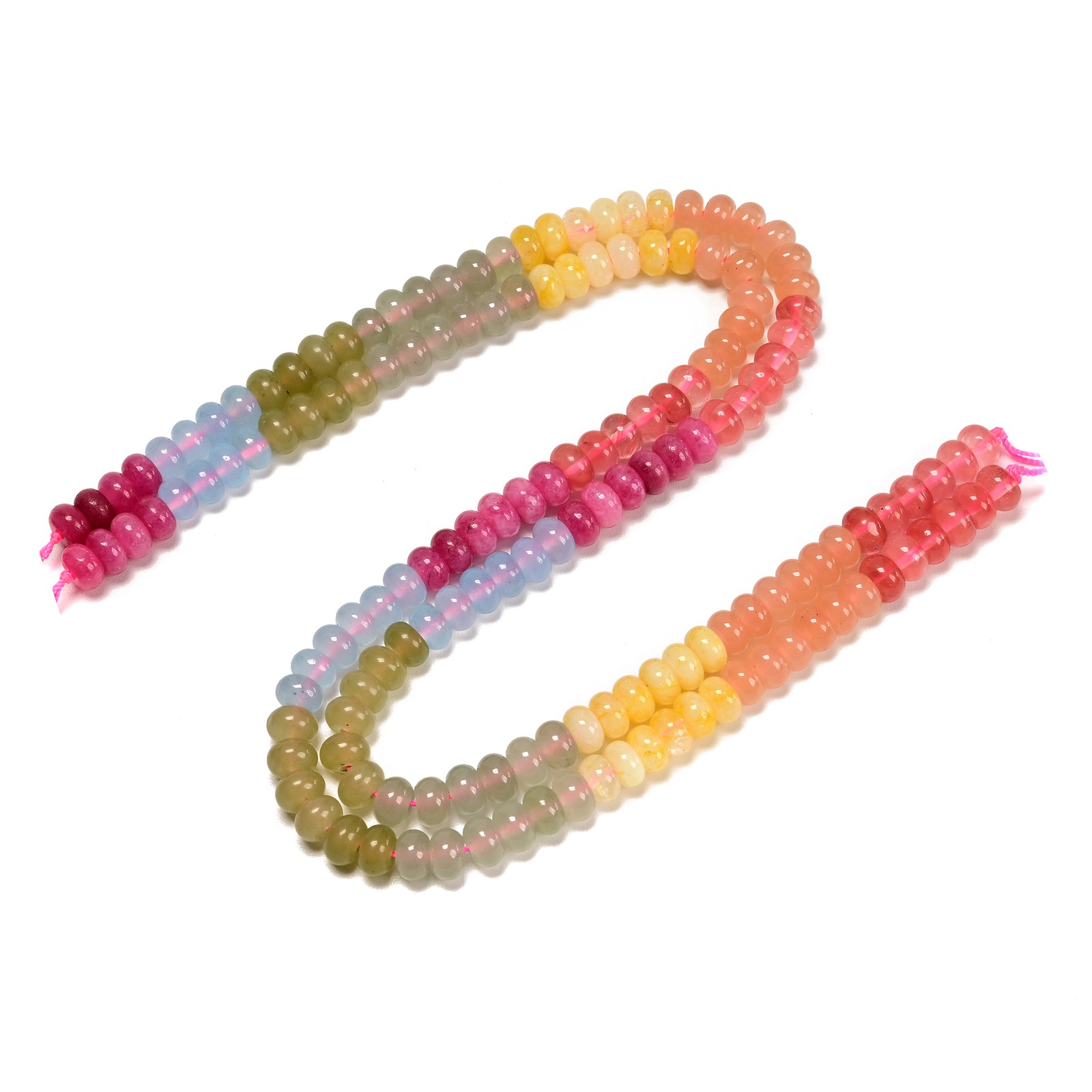 03 Gradient Colorful Dyed Jade Smooth Rondelle Beads Size 5x8mm 15.3″ Strand