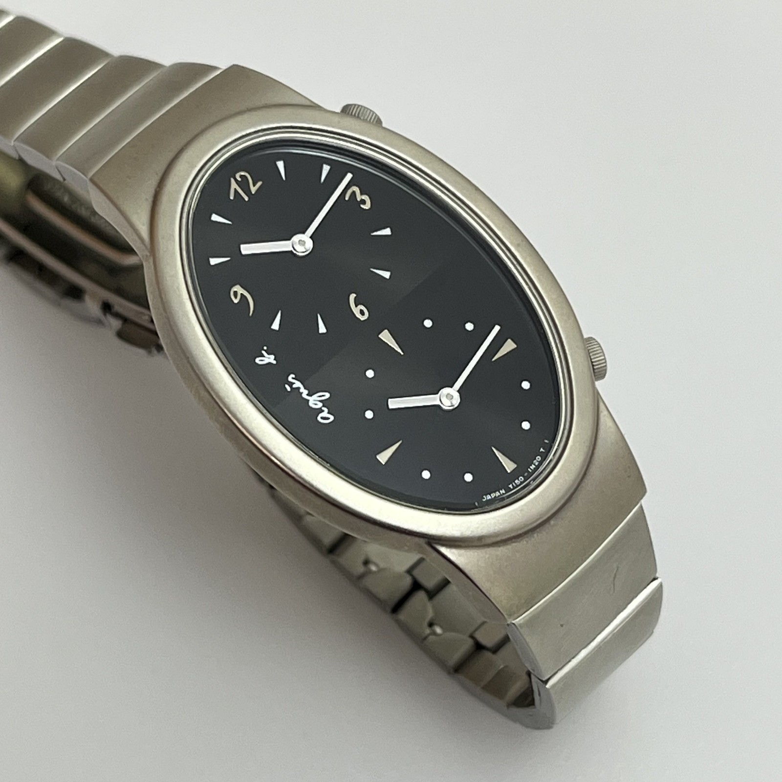 Seiko agnes b. Y150-IN20 Dual Time Quartz Japan Oval SS Bracelet Watch #B818