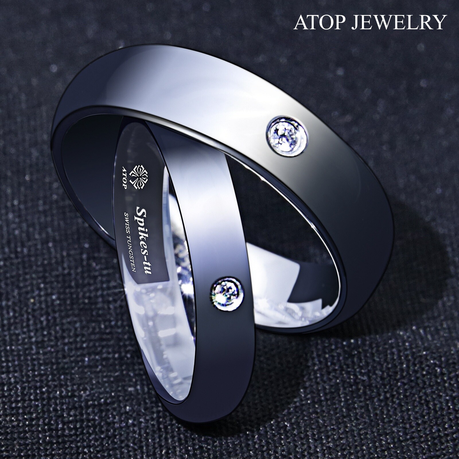 6mm/4mm ATOP Engagement Promise Wedding Tungsten Ring for Women Men