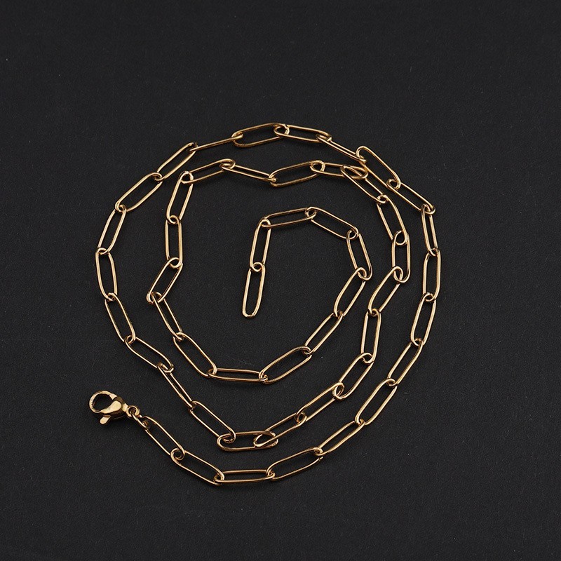 Waterproof Gold Plated Stainless Steel 20Inch Paperclip Chain Necklace SSF80-G