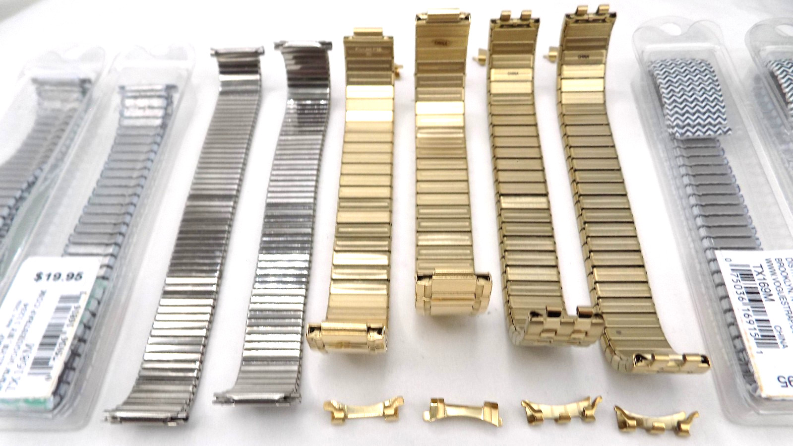 Lot 10 New Mens Stretch Watch Bands Stainless Steel Timex Gold Tone Parts Repair