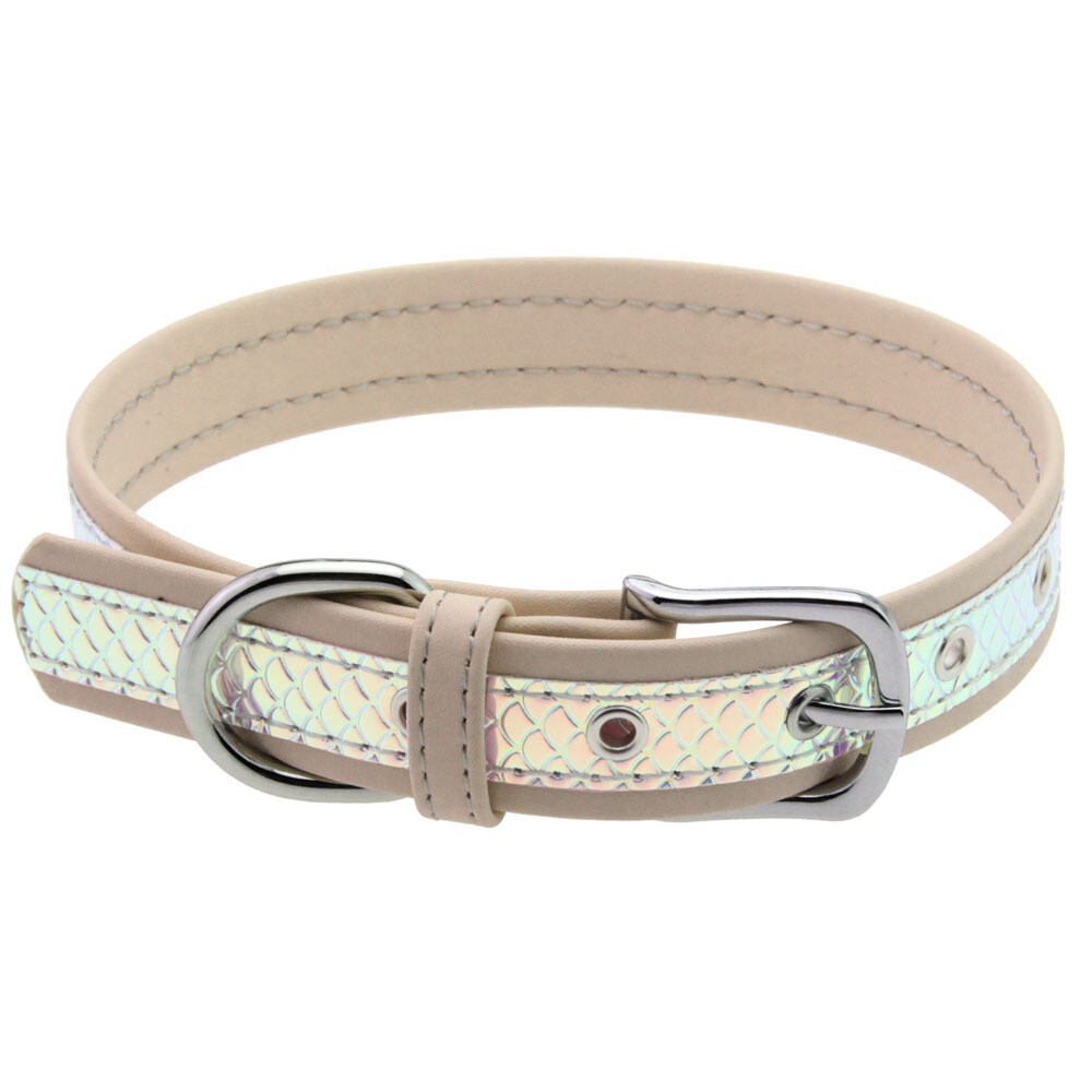 Double Color Splicing Sequined Fish Scale Leather Choker Collar Necklace Chain