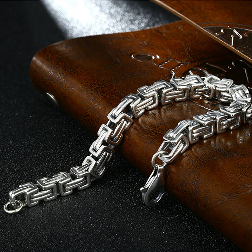 Solid 925 Sterling Silver 5mm Square Link Chain Bracelet 7.1-8.66inch Length