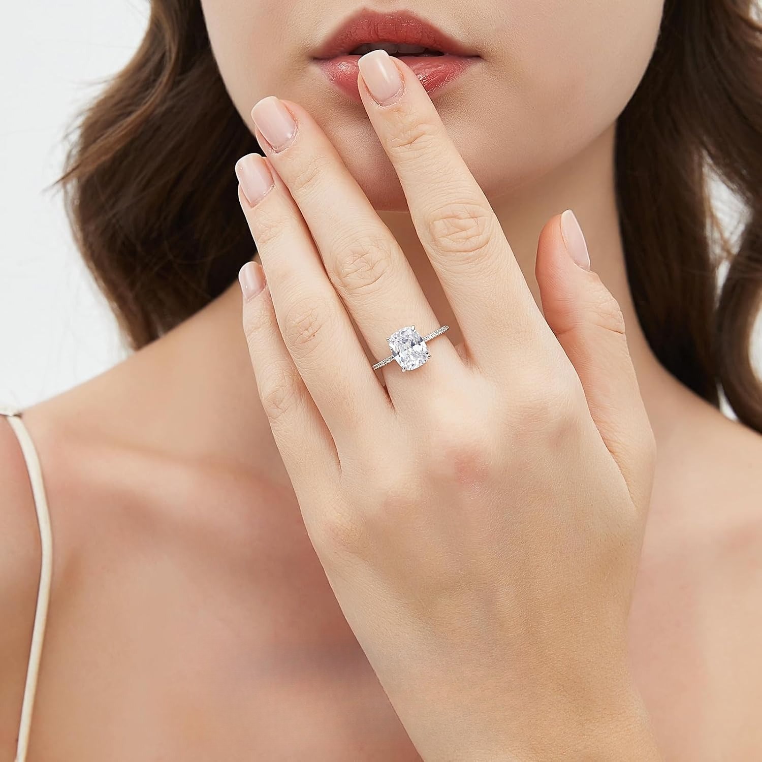 1.5-5CT Multi Cut CZ Solitaire Engagement Ring S925 Silver 18K White Gold Plated