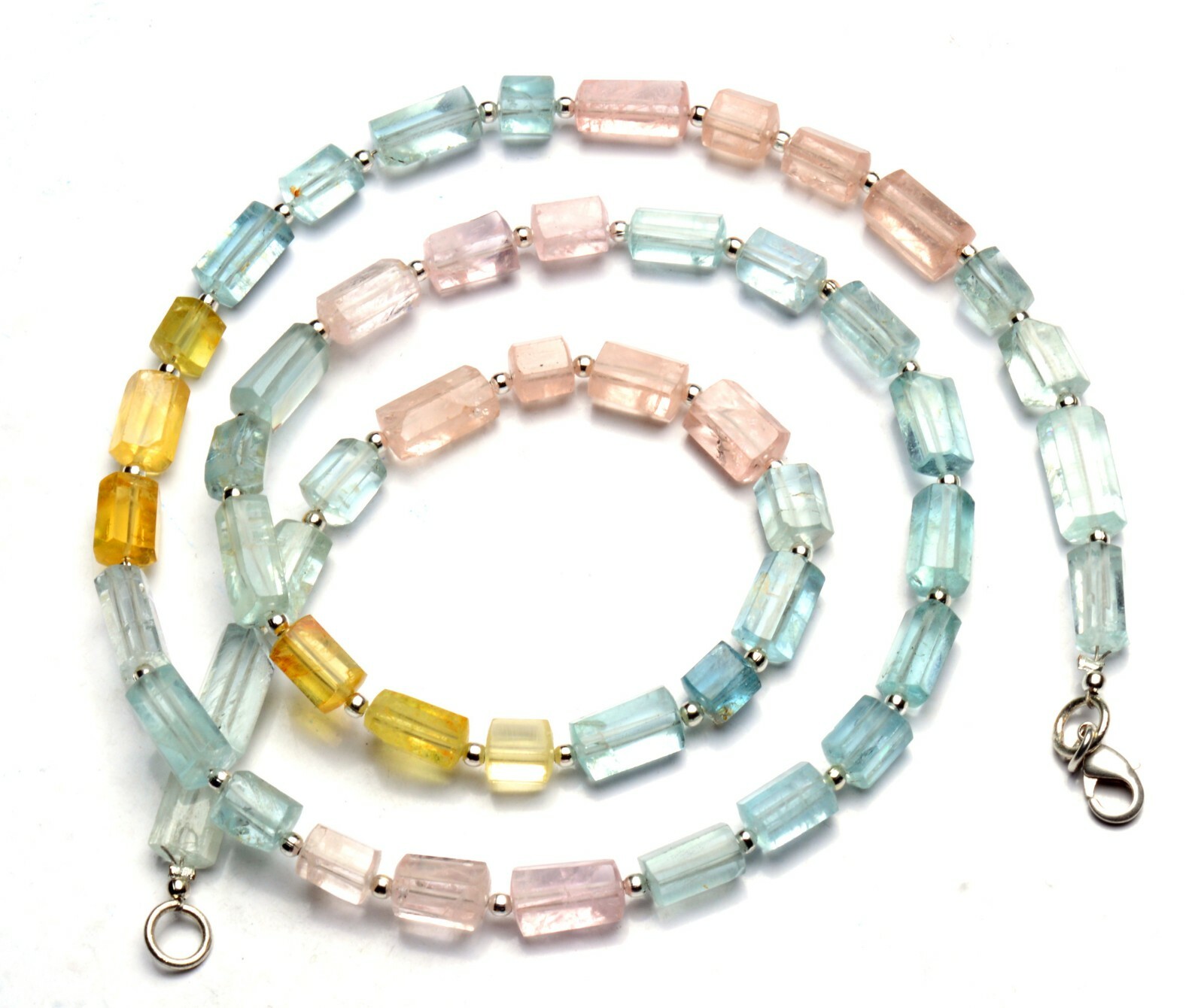 Natural Gem Super Quality Multi Aquamarine Faceted Nugget Beads Necklace 22.5″