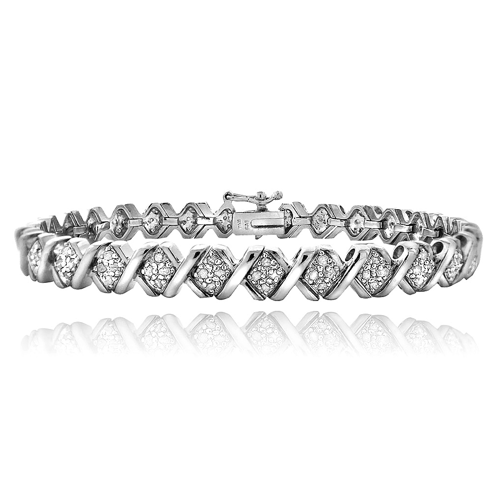 1 Ct TDW X Design Tennis Bracelet in Brass