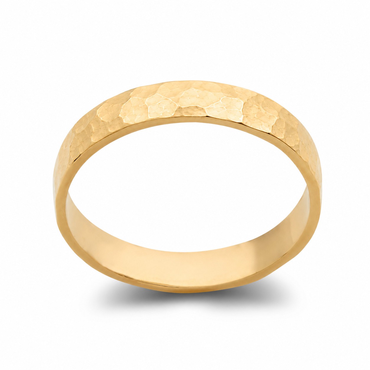 Solid 14K Yellow Gold Hammered Ring 4mm Size 3 – 15 Faceted Stack Band