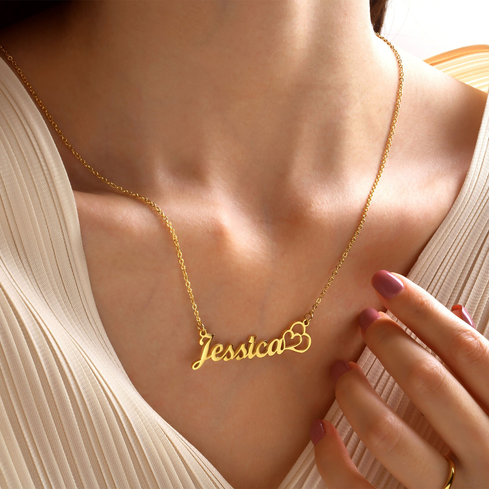Personalized Name Custom Letter Gold Women Necklace Stainless Steel Pendant Gift