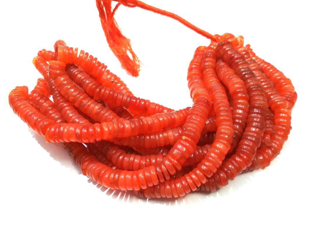 Carnelian Tyre Heishi Wheel Smooth 6-7mm Gemstone Beads 12″Inch 1 Strand