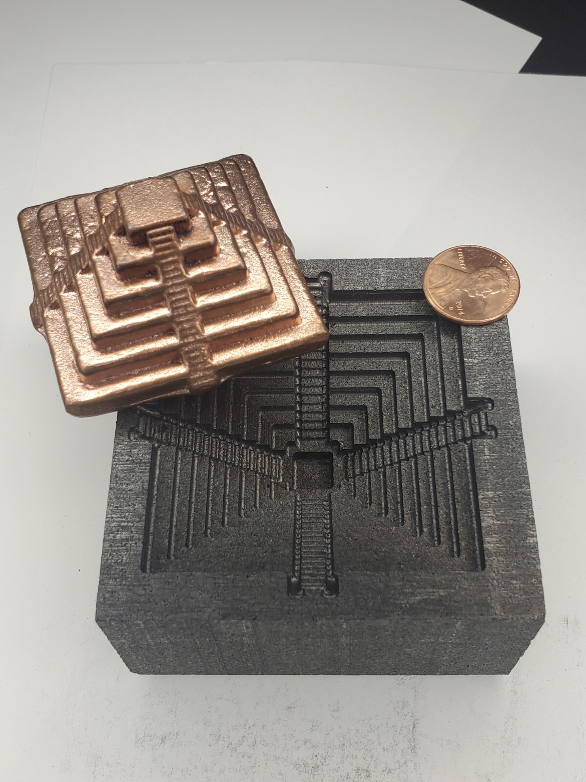 Pyramid 8.5 Ounce 3D Graphite Ingot Mold Gold Silver Copper Tin Melting Casting