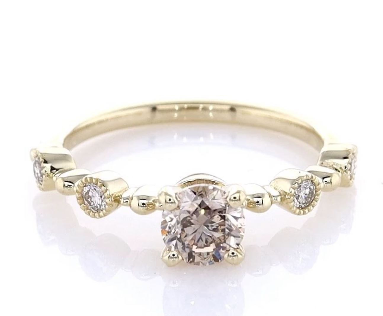 IGI Certified 0.60ct Natural Round Brilliant Cut Diamond Ring in 14K Yellow Gold