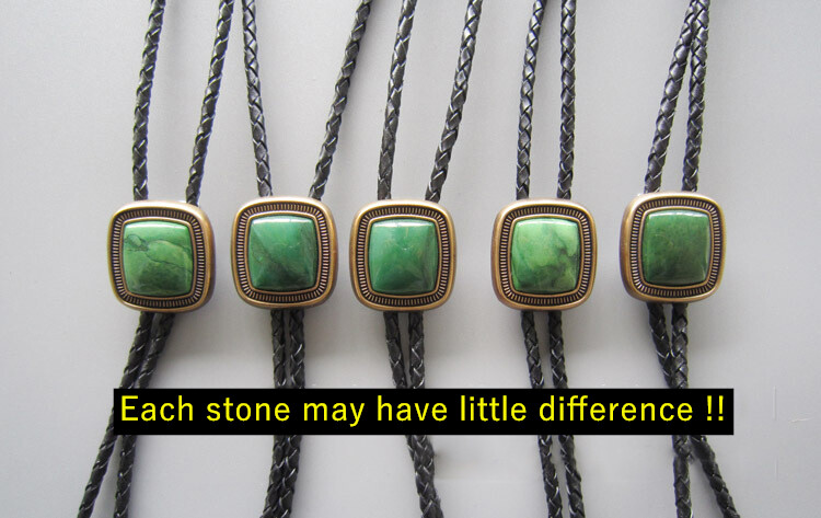 Natural Square Jade Bolo Tie Wedding Necklace Men Groomsmen Western Cowboy