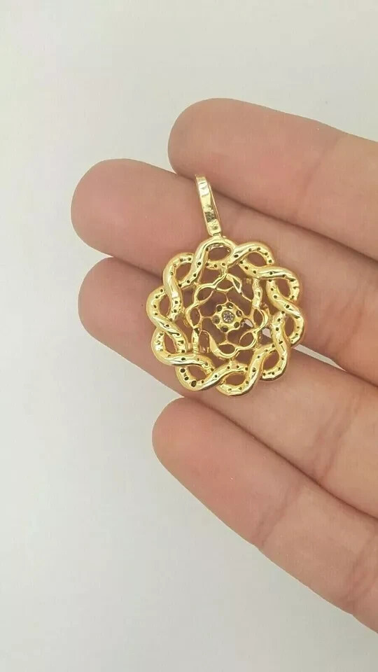 2Ct Round Cut Lab Created chocolate/White Diamond Pendant 14K Yellow Gold Plated