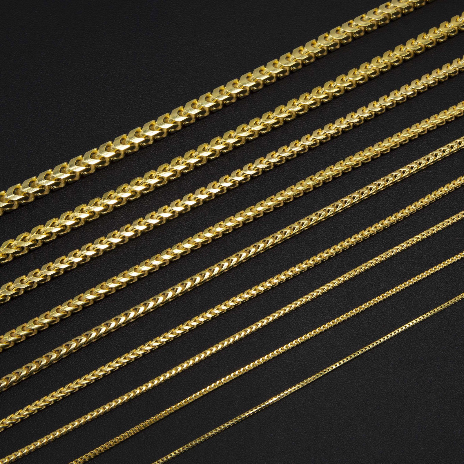 Franco Chain Solid 14K Yellow Gold-Plated Silver 925 Italy All Sizes