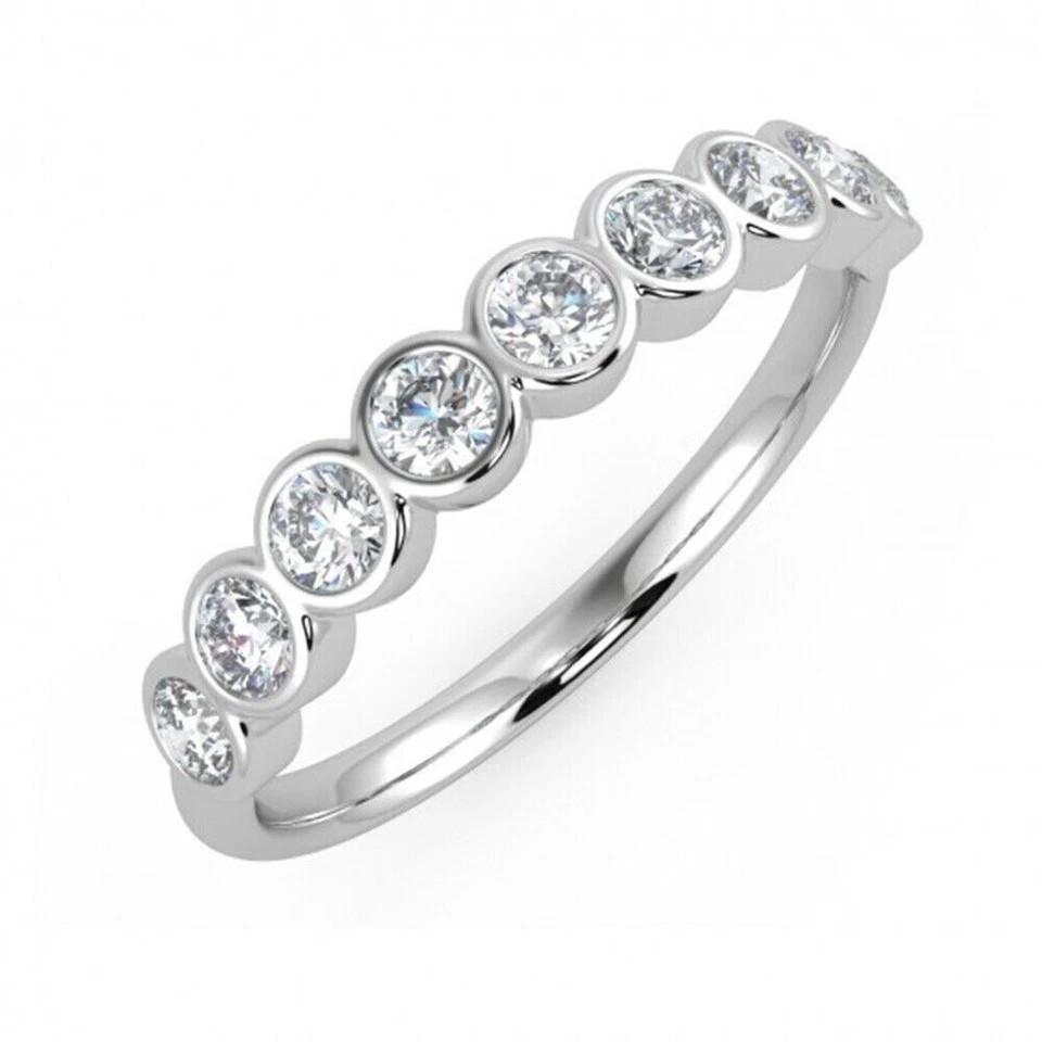 2Ct Round Cut Lab Created Moissanite Women Band Ring 14K White Gold Plated