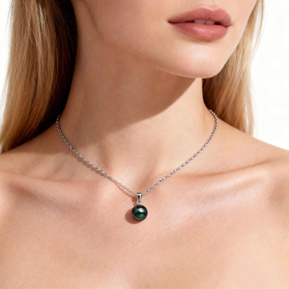 White Pink,Black Pearl Pendant Silver Necklace Jewelry Valentine’s Birthday Gift
