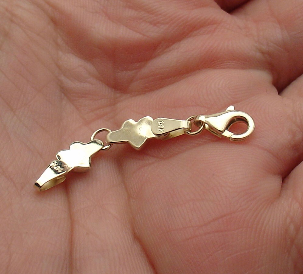 1.5″ Diamond Cut Heart Extender for Necklace Chain Real 14K Yellow White Gold
