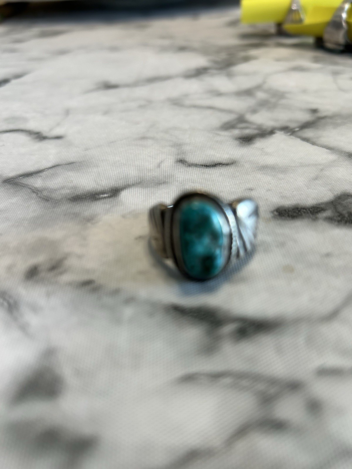 Sterling silver Oval Blue Turquoise Bezel Set Size 10 mens